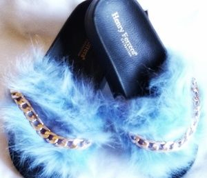 👠👠Henry Ferrera Fur Chain Slides👠👠